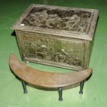 A brass log box and small fire curb