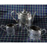 A silver plated three piece tea service