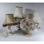 Four table lamps and shades