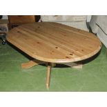 A pine coffee table.