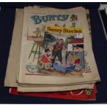 A collection of vintage Bunty and Judy comic books together with Sunny Stories