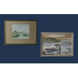 Two framed watercolours of harbour scenes