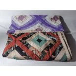 Two patchwork bed quilts, double and single