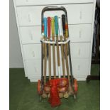 A vintage croquet set.