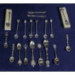 A collection of souvenir spoons