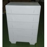 A painted chest of five drawers