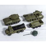 Four Dinky diecast model military vehicles