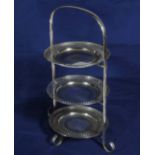 A silver plated three tier cake stand