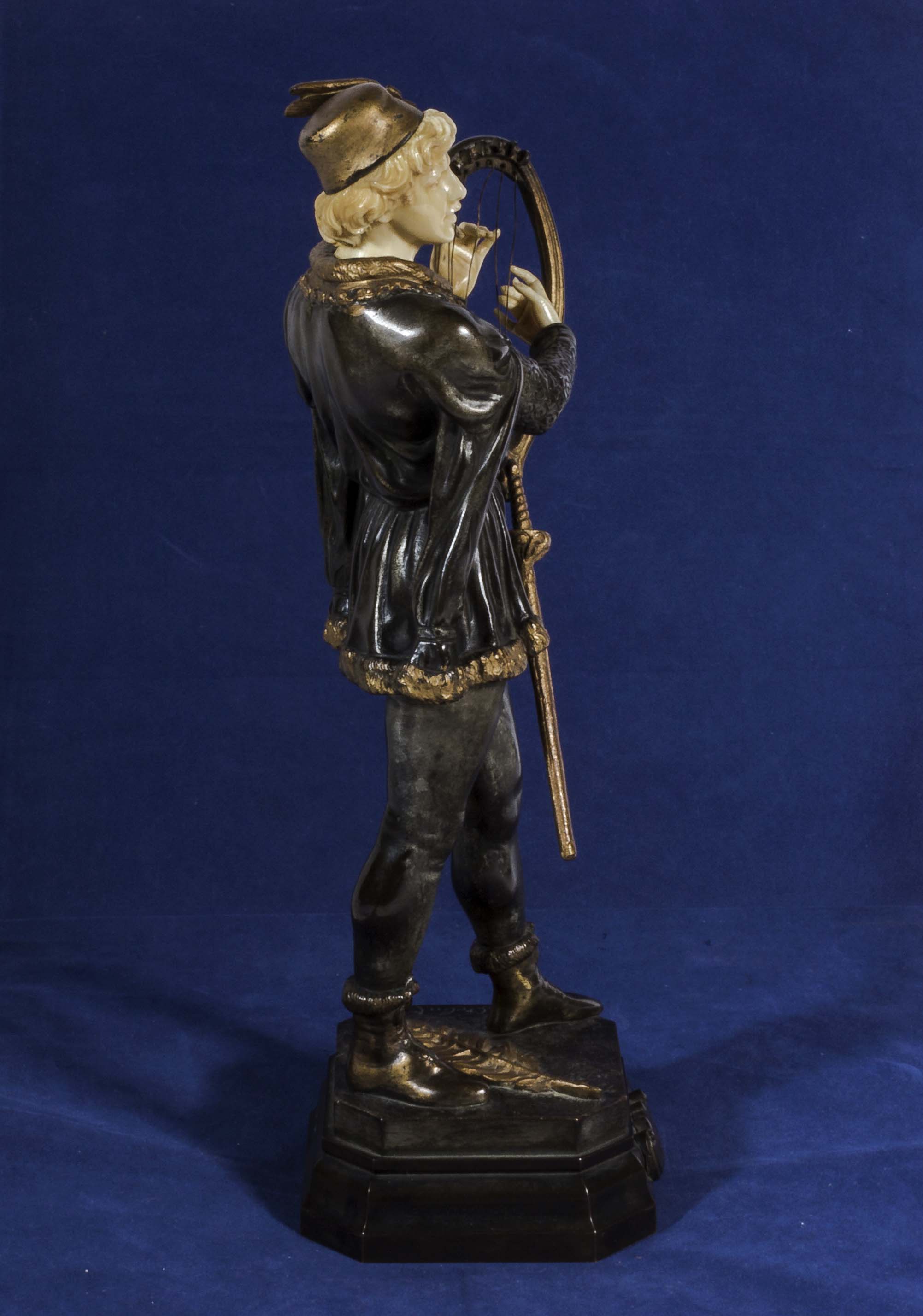 A Bronze and ivory figure by Jean Didier Debut Titled Barde 36cm tall. - Image 2 of 6