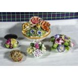 Five ceramic flower posies