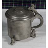 A German pewter lidded tankard