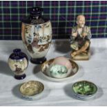 Seven Oriental style pottery and china items
