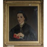 A gilt framed oil on canvas of a lady 60 x 49.5cm