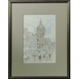 A Norris - framed watercolour of Hawick High Street 1993 24 x 16cm