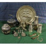 A collection of brass ware