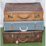 Three vintage suitcases