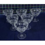 Six etched glass sundae glasses