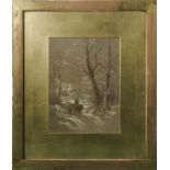 H Earp Snr. Gilt framed 19th century watercolour depicting a winter scene 23.5 x 17.5cm