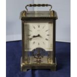 A brass carriage clock in working order