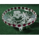 A cut glass ruby decorated bowl.