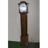 Mahogany Grandmother clock with silvered dial on Westminster chimes of nice proportions in clean