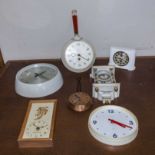 Seven assorted clocks