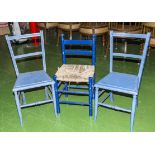 Three painted kitchen chairs