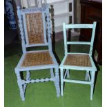 Two painted bergere chairs