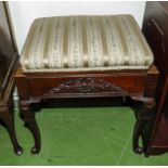 A mahogany cabriole legged piano stool