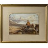 W Collins 1840 - A framed watercolour of children catching fish, signed 24 x 34.5cm