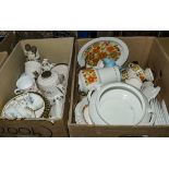 Two boxes containing pottery and china