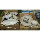 Two boxes containing pottery and china