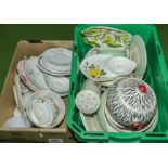 Two boxes containing pottery and china