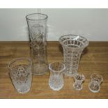 Six glass vases