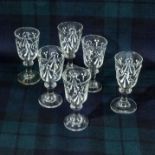 Six Victorian enamelled sherry glasses