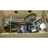 A box of assorted metalware