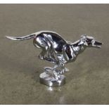 A chrome greyhound car mascot