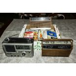 Three vintage radios and a quantity of related magazines