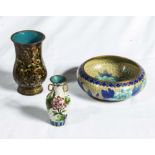 Three pieces of cloisonné