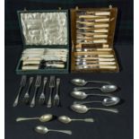 Two cased cutlery sets and other flatware