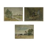 Three unframed watercolours scenes around Norfolk and Norwich, monogrammed LDG