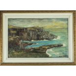 Elizabeth Miller - A framed oil on canvas depicting a seascape, signed