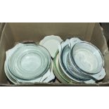 A box containing kitchen bowls and dishes