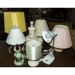 Eight table lamps