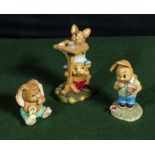 Three Pendelfin Bunny figures, Eggwyn, Vanilla and Huff n Puff