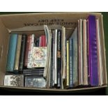 Box containing books, music cassettes, records and sheet music