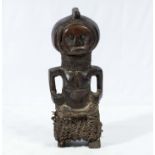 Small West African fertility figure with natural fibre skirt and necklace early 20th century