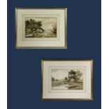E Hamilton dated '09 - framed watercolours depicting country scenes, signed. image size 19 x 28cm