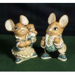 Two Pendelfin Bunny figures Mother and Baby, Father Rabbit