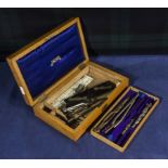 A cased set of precision instruments